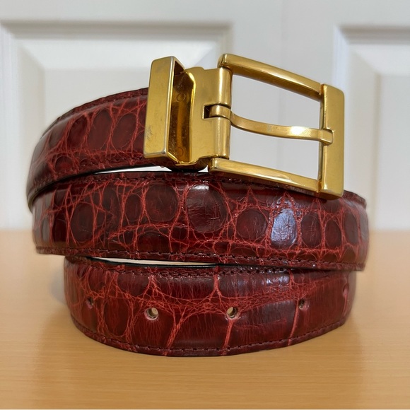 Mauri Other - Mauri Men’s Red Genuine Alligator Belt Italy Size 36
